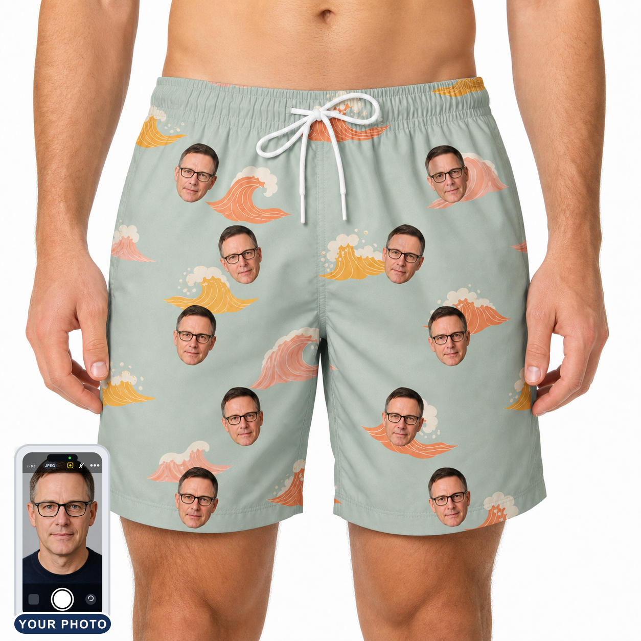 Men's Surf Symphony Custom Face Beach Shorts
