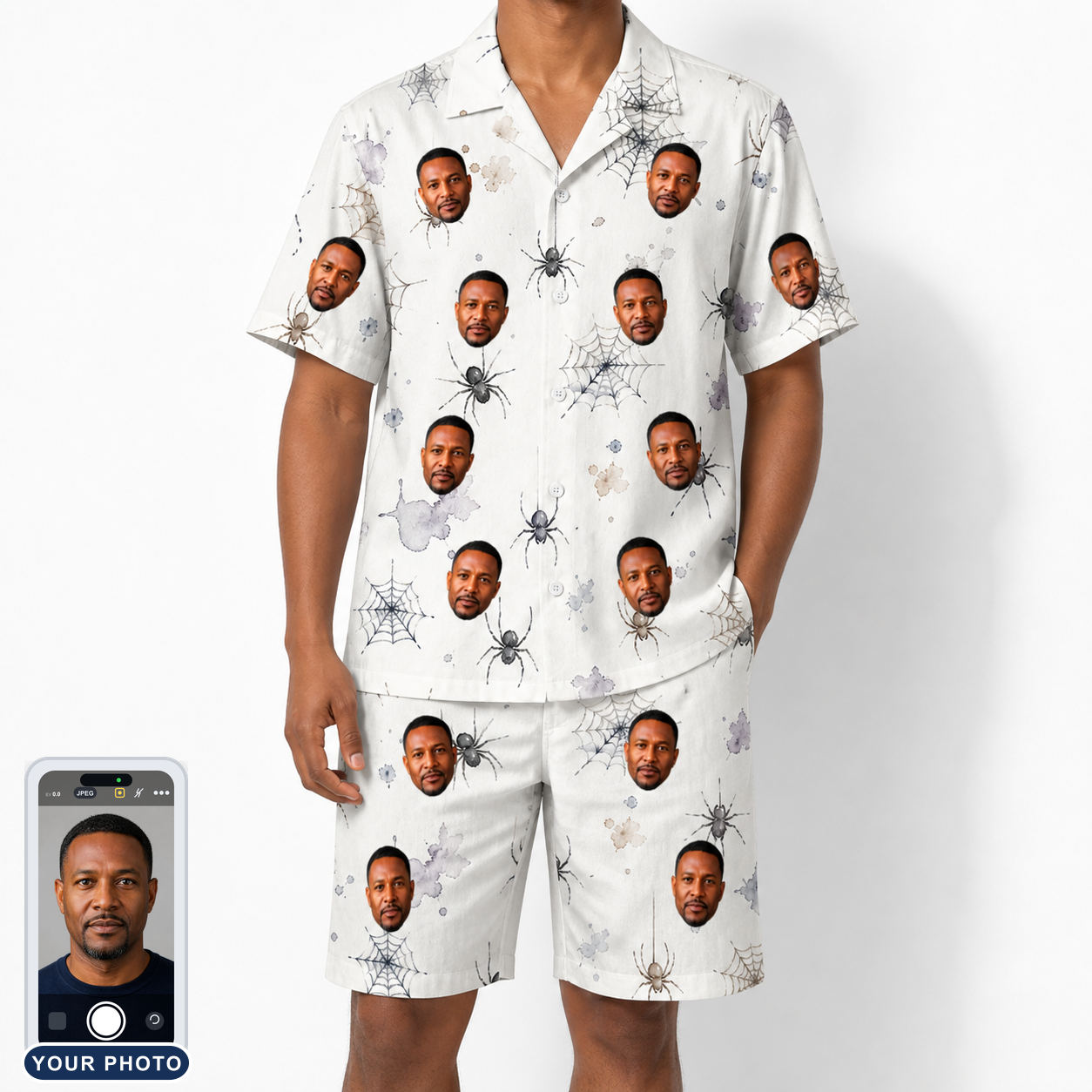Men's Eight-Legged Elegance Custom Face Shirt & Shorts Set