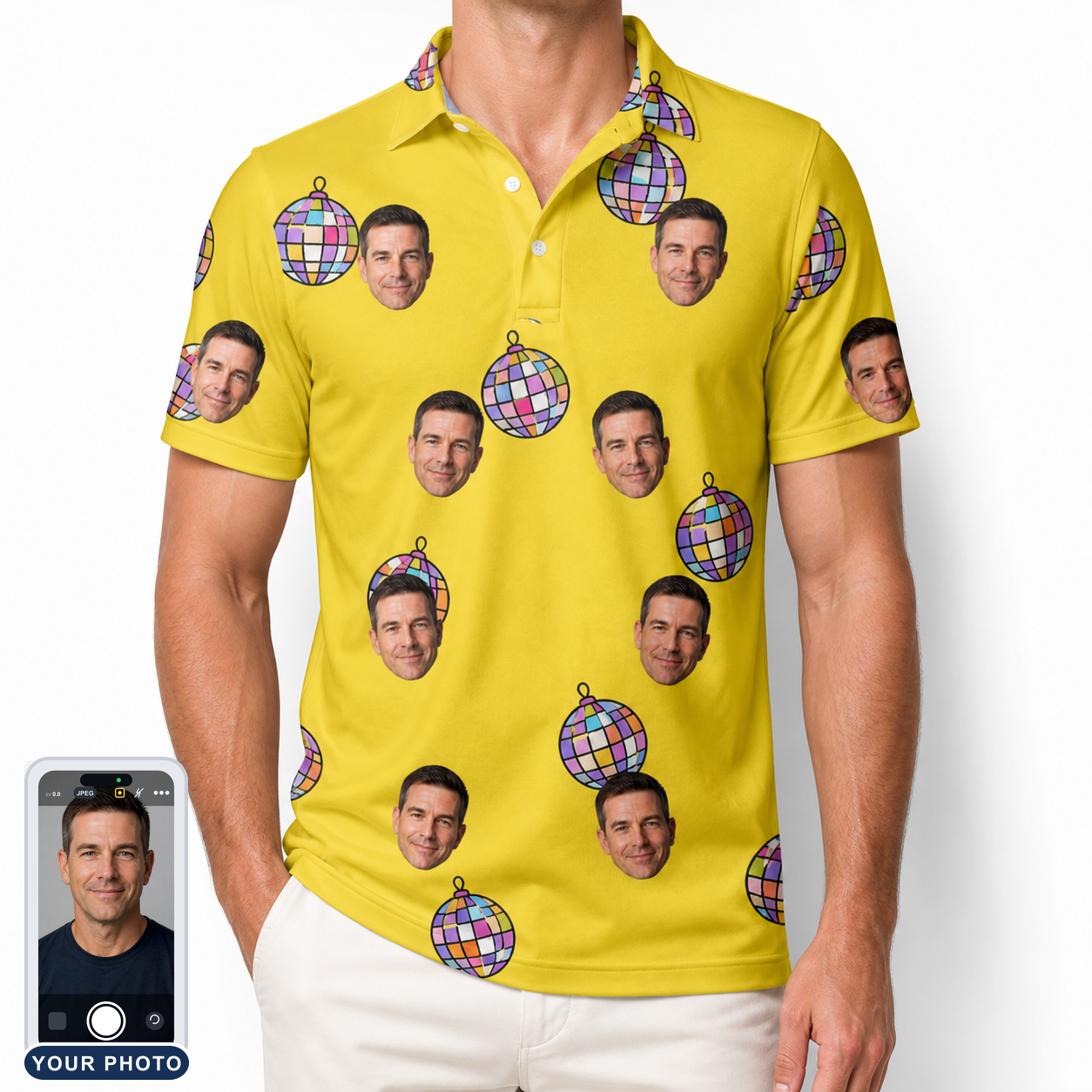 Men's Mirrorball Mischief Custom Face Polo Shirt