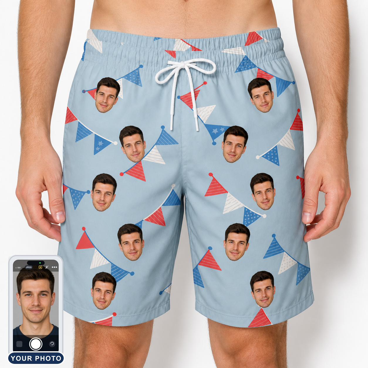 Men's Bunting Bonanza Custom Face Beach Shorts