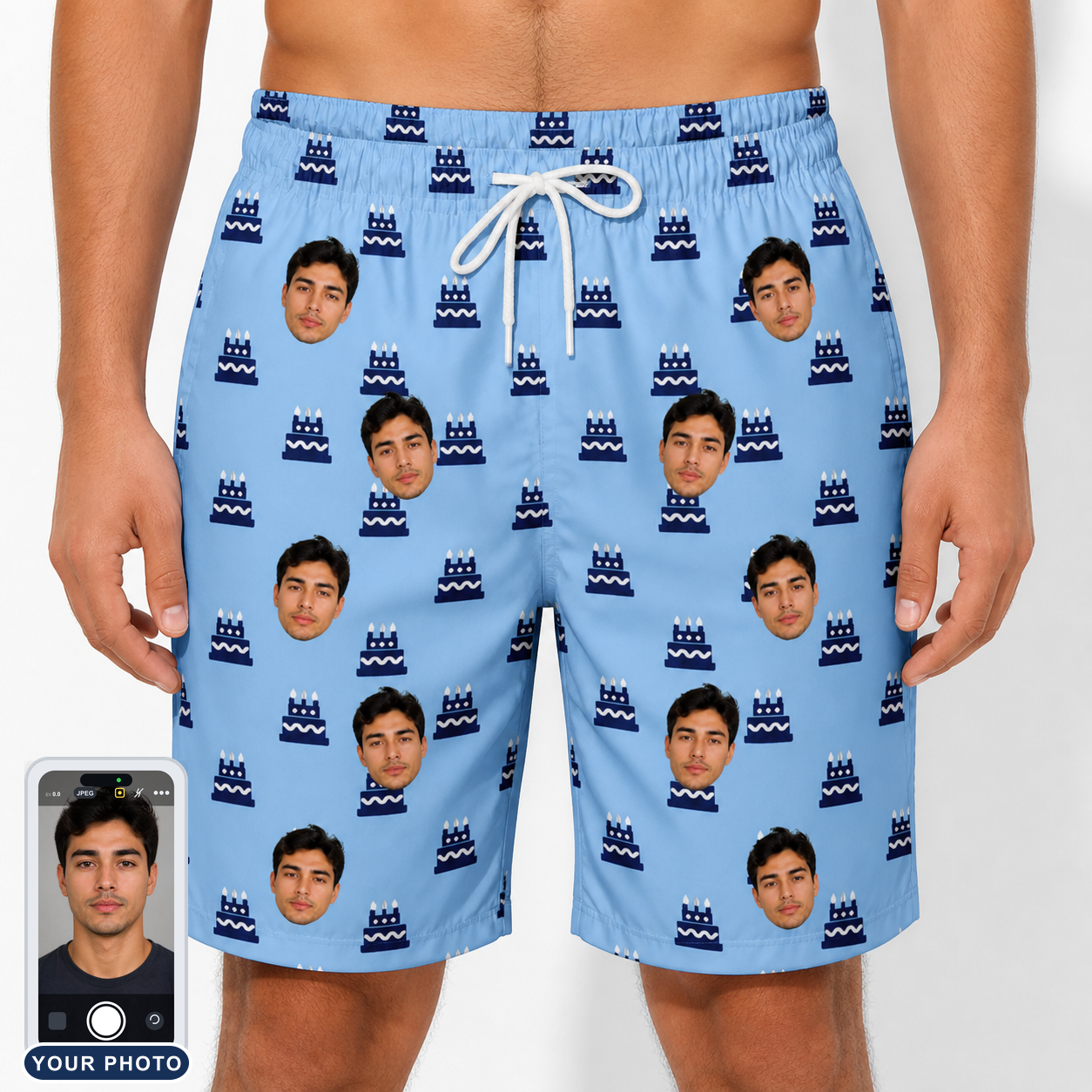 Men's Ganache Guffaws Custom Face Beach Shorts