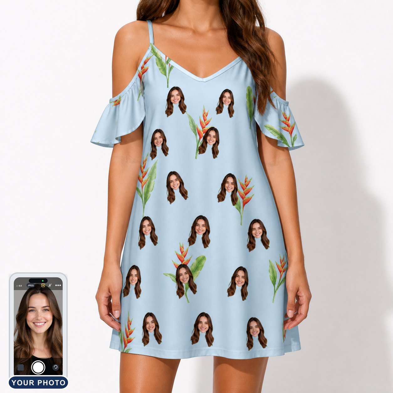 Women's Heliconia Hooray Custom Face Off-Shoulder Dress