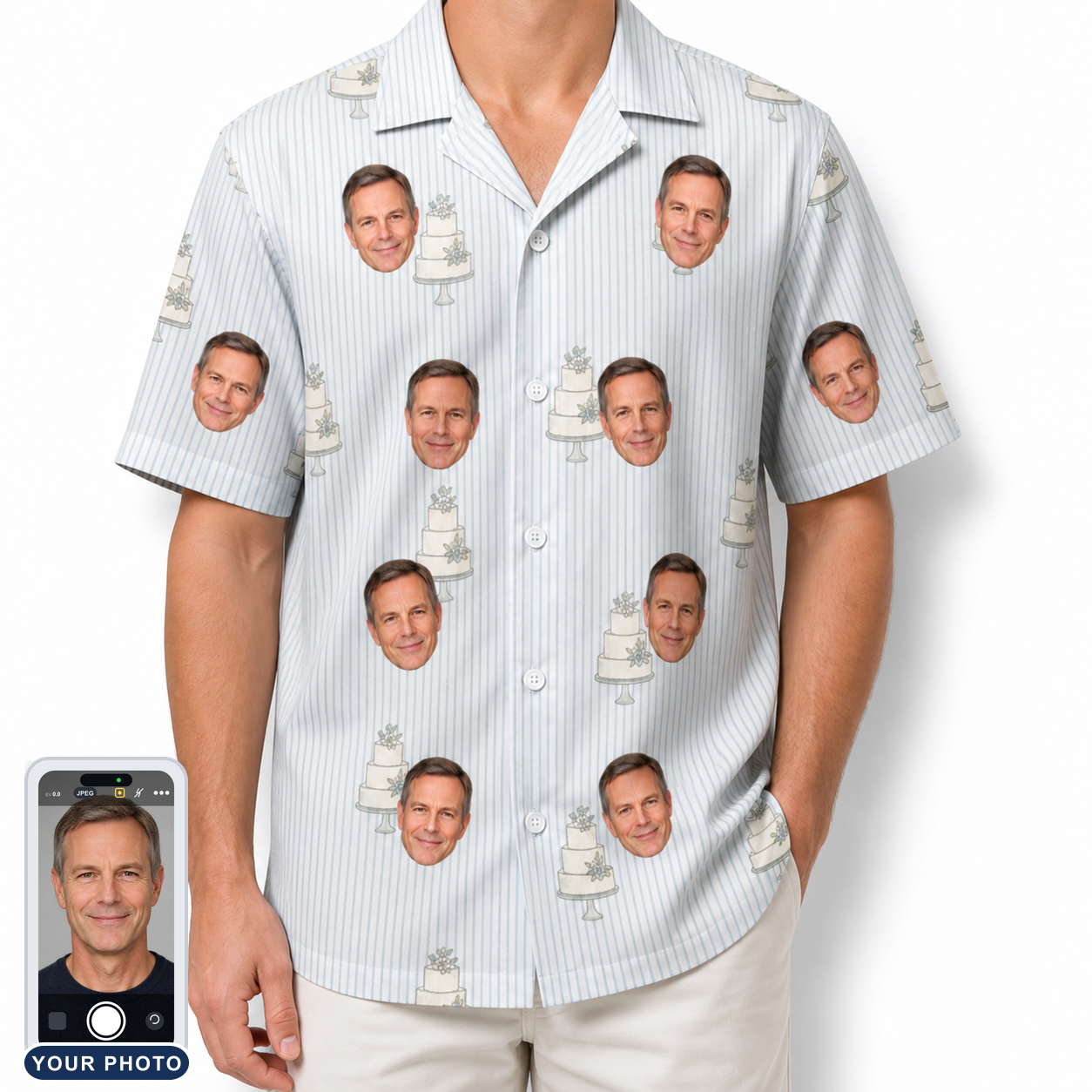 Men's Mermaid Meringue Custom Face Hawaiian Shirt