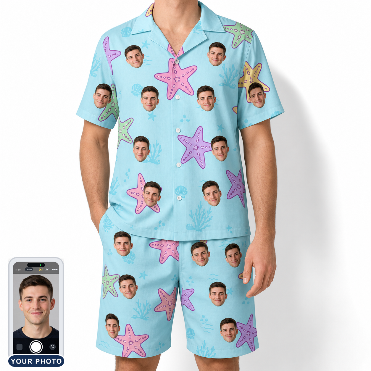 Men's Nautical Nuptials Custom Face Shirt & Shorts Set