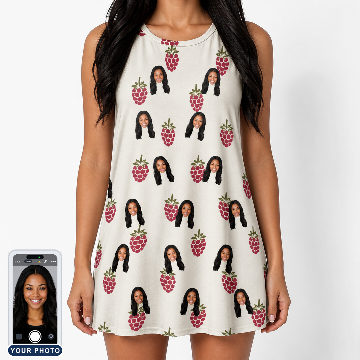 Women's Raspberry Rhapsody Custom Face Tank Dress