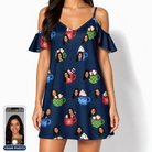 Women's Cocoa Cozy Custom Face Off-Shoulder Dress
