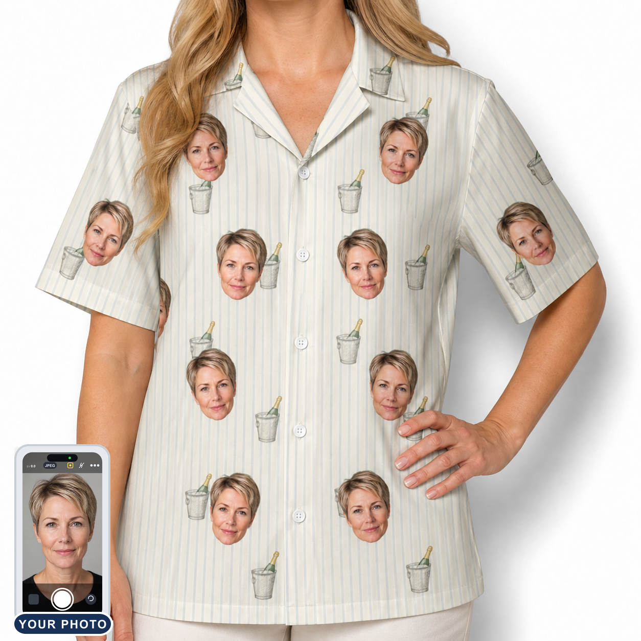 Women's Proposal Pails Custom Face Hawaiian Shirt