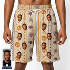 Men's Webbed Bones Custom Face Beach Shorts