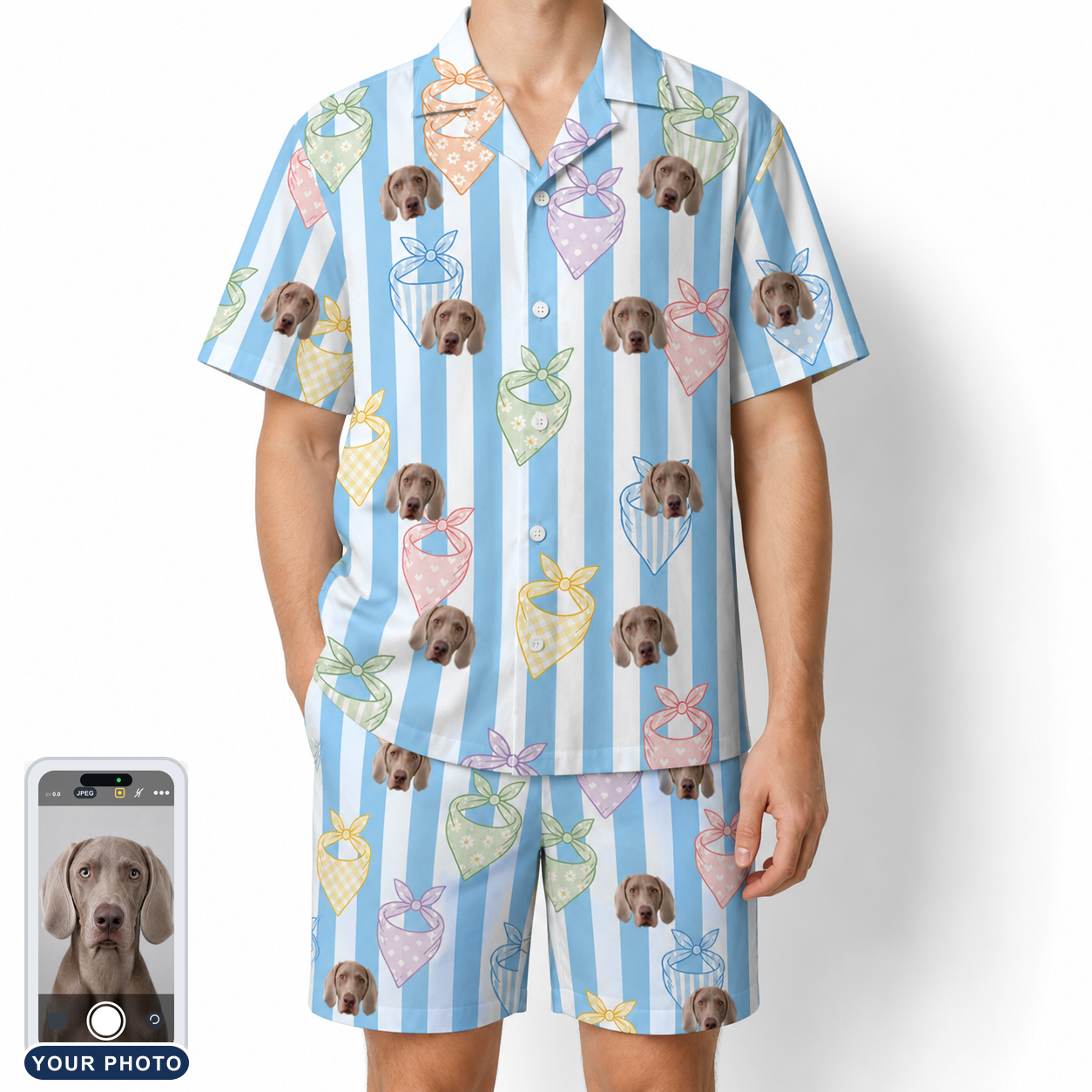 Men's Paisley Pooches Custom Dog Face Shirt & Shorts Set