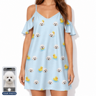 Women's Rubber Rover Custom Dog Face Off-Shoulder Dress