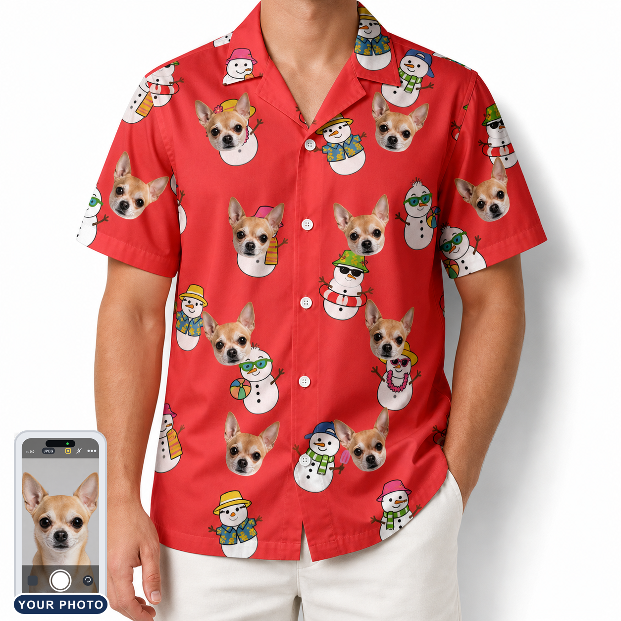 Men's Polar Pantomime Custom Dog Face Hawaiian Shirt