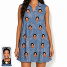 Women's Neck Appeal Custom Face V-Neck Dress