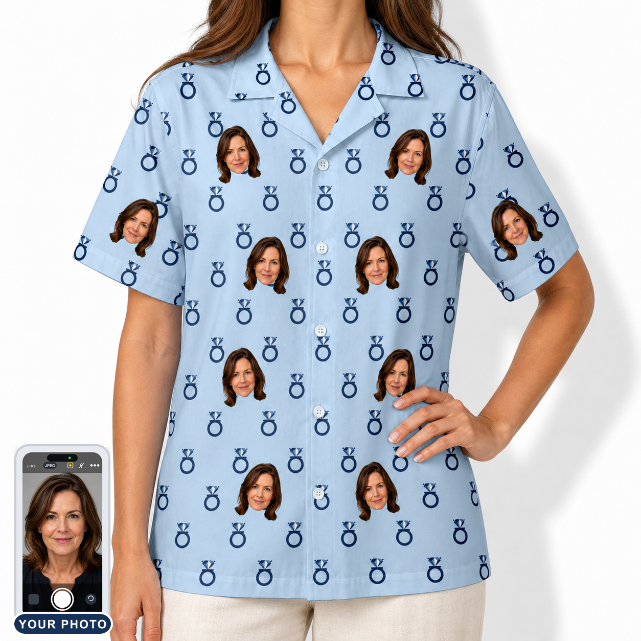 Women's Lovebound Luster Custom Face Hawaiian Shirt