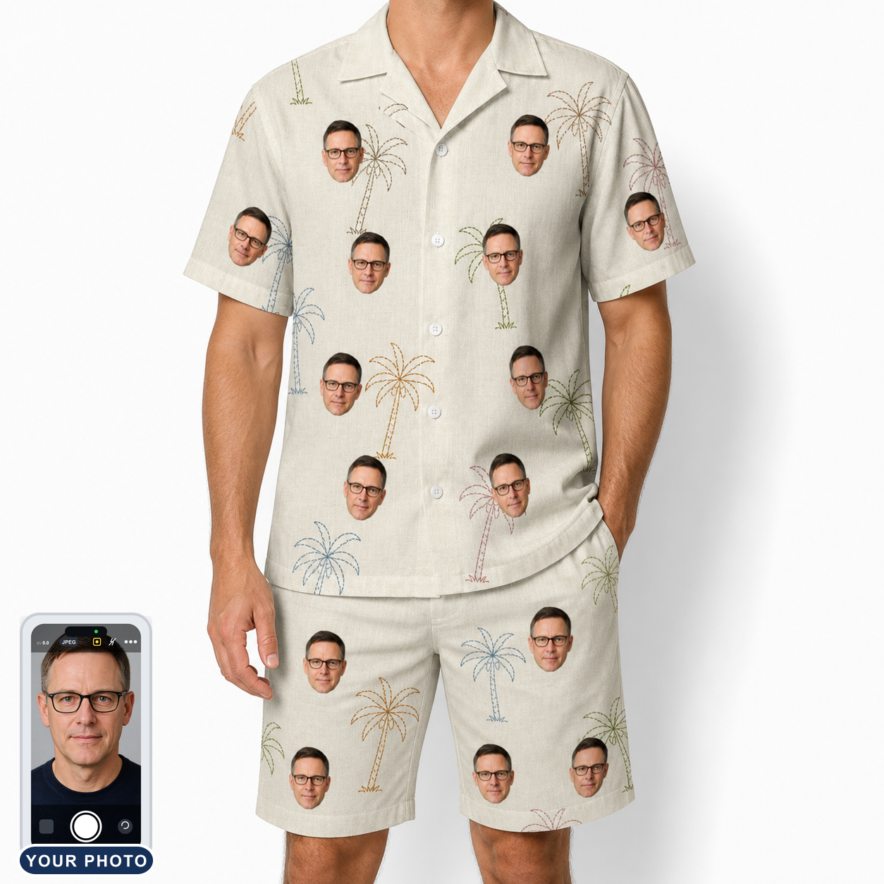 Men's Palm Pizzazz Custom Face Shirt & Shorts Set