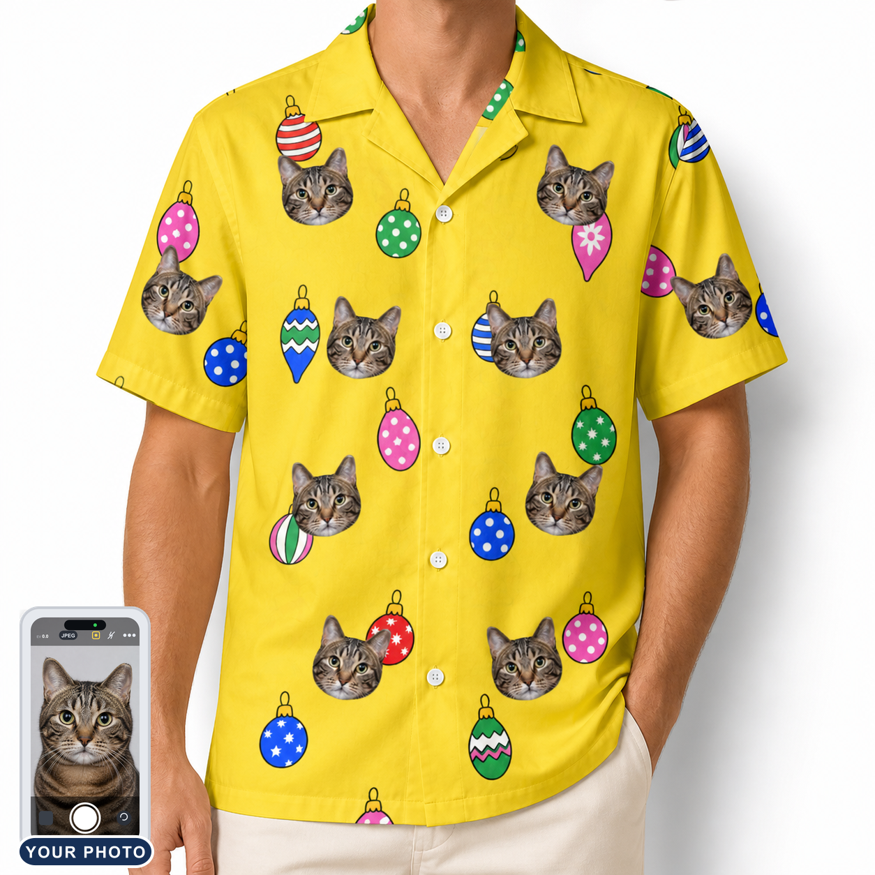 Men's Tree Trinkets Custom Cat Face Hawaiian Shirt