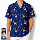 Men's Peppermint Pizzazz Custom Cat Face Hawaiian Shirt