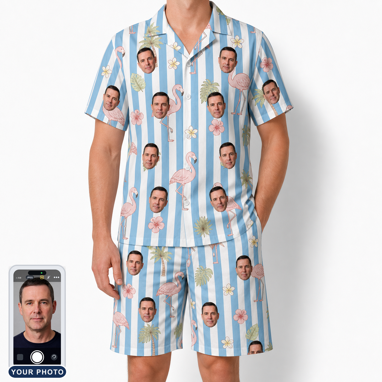 Men's Cerise Sashay Custom Face Shirt & Shorts Set