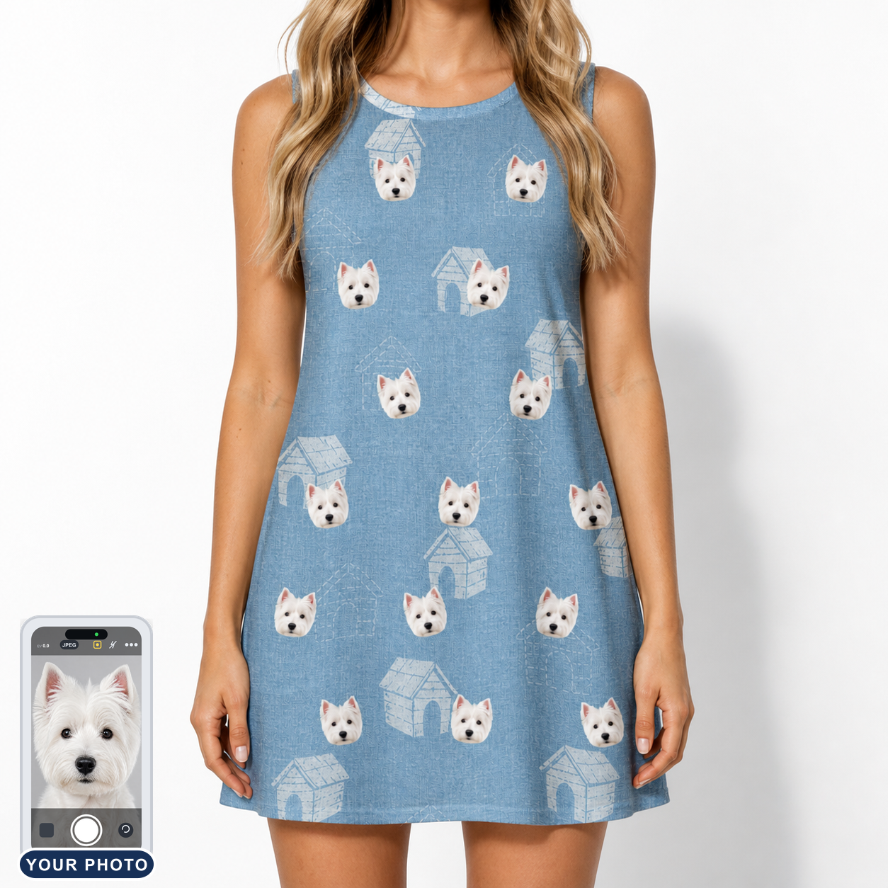 Women's Pooch Porches Custom Dog Face Tank Dress