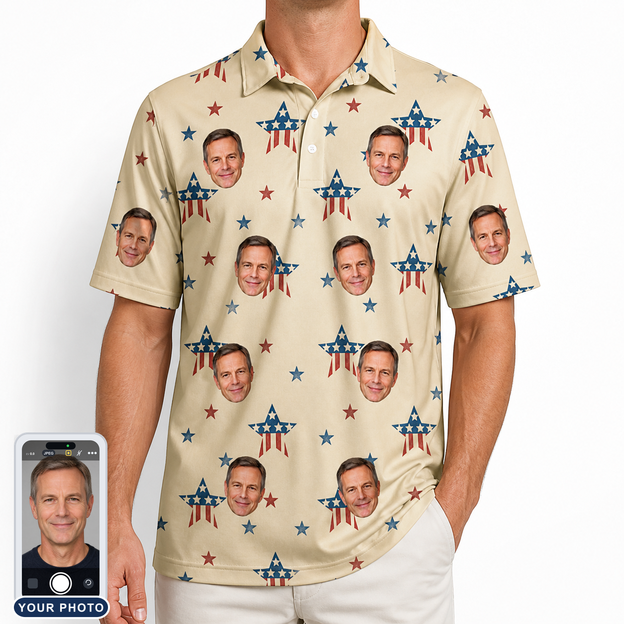 Men's Flag Fandango Custom Face Polo Shirt