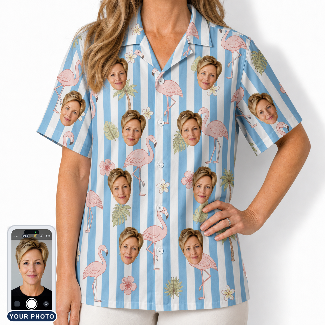 Women's Cerise Sashay Custom Face Hawaiian Shirt
