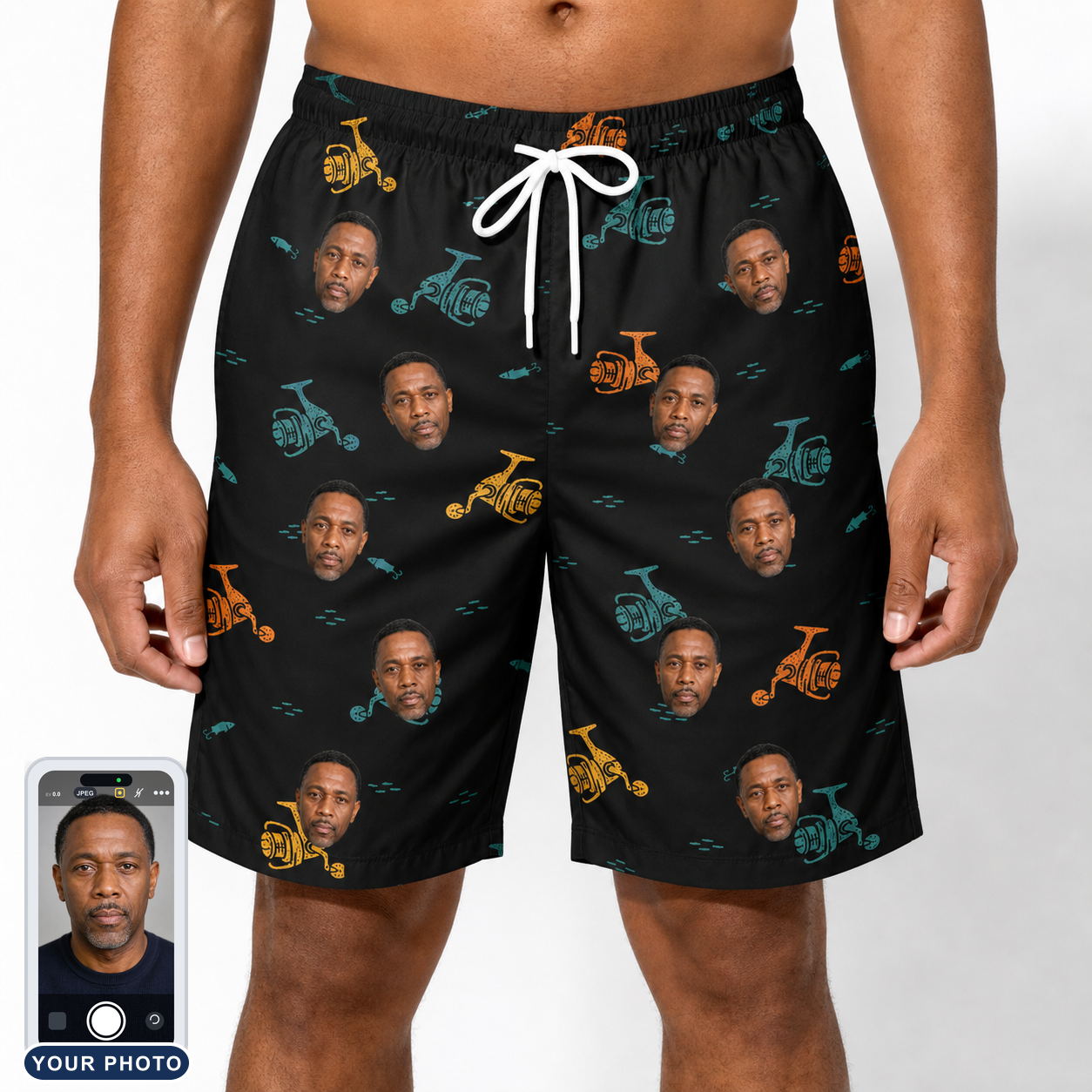 Men's Spool Foolery Custom Face Beach Shorts