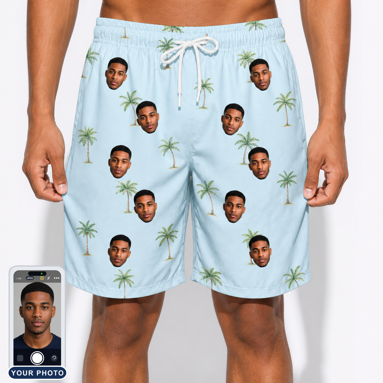 Men's Chrome Fronds Custom Face Beach Shorts