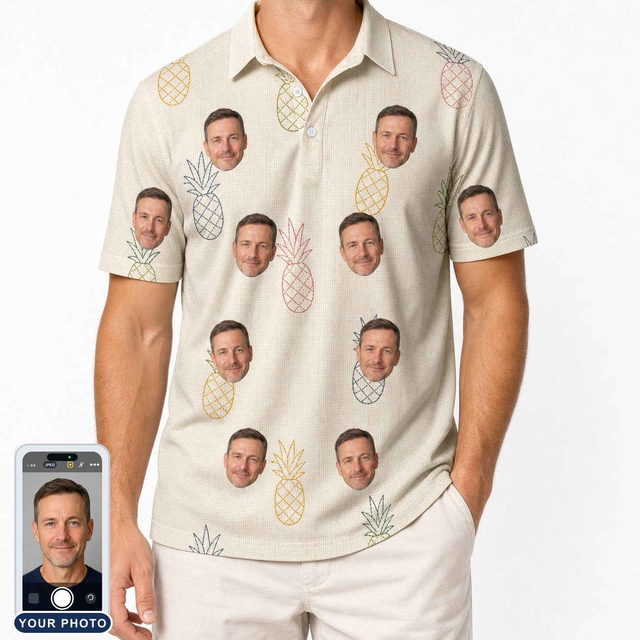 Men's Fruitful Foursome Custom Face Polo Shirt