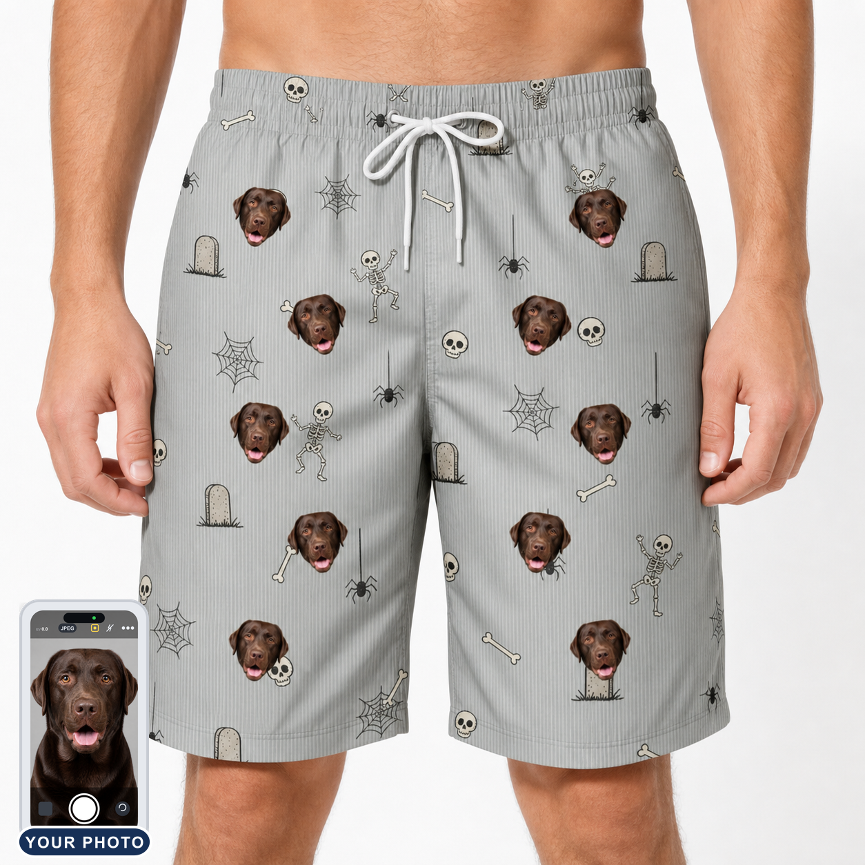 Men's Tombstone Tango Custom Dog Face Beach Shorts