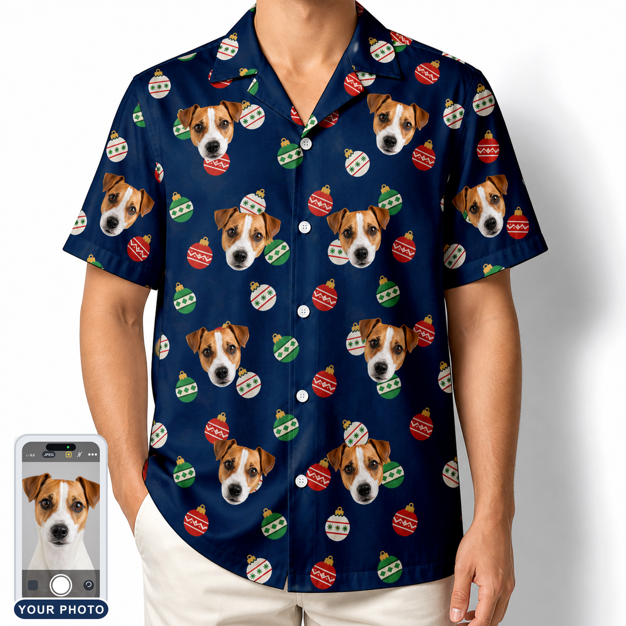 Men's December Dangles Custom Dog Face Hawaiian Shirt