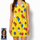 Women's Crimson Cloudburst Custom Face V-Neck Dress