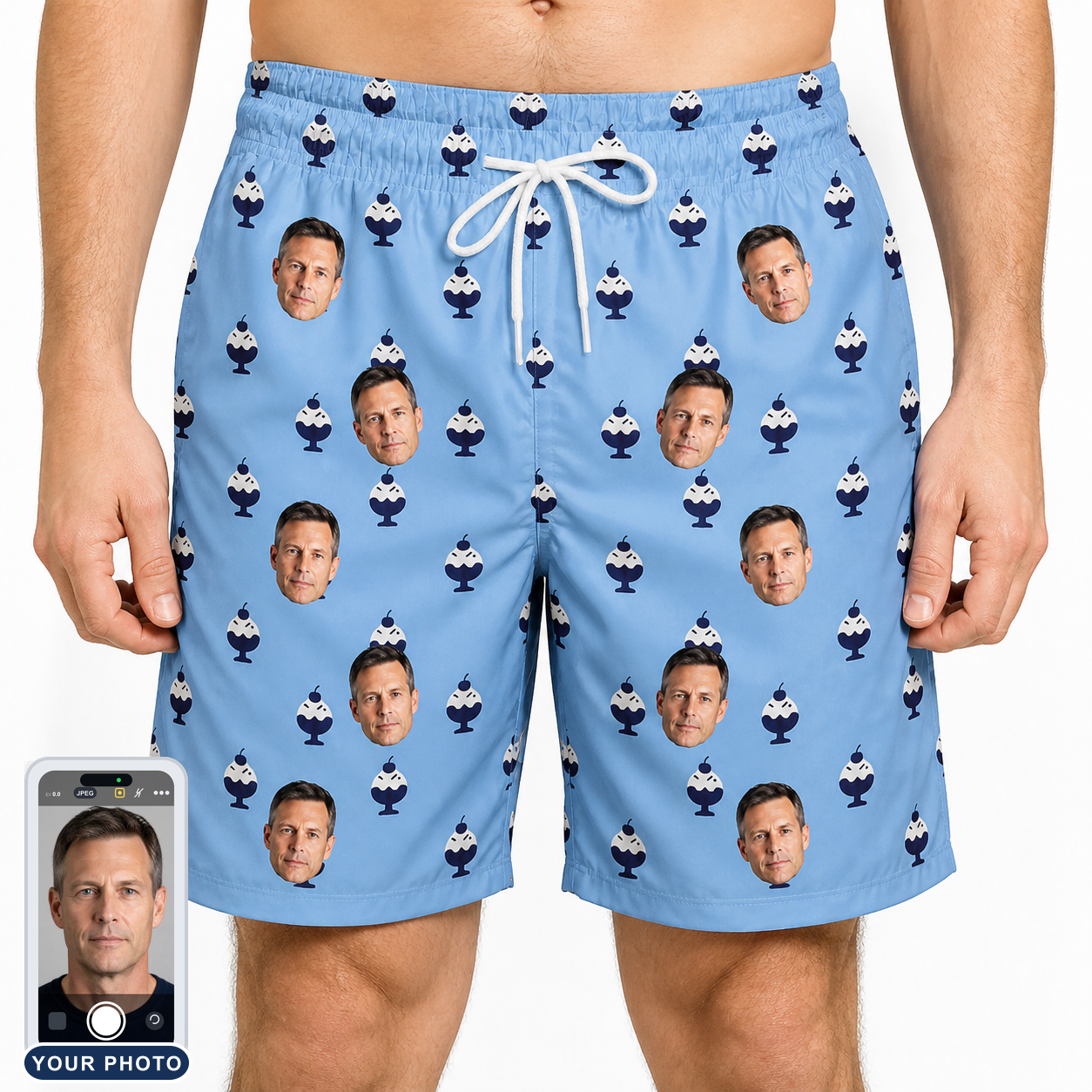 Men's Sprinkle Scoops Custom Face Beach Shorts