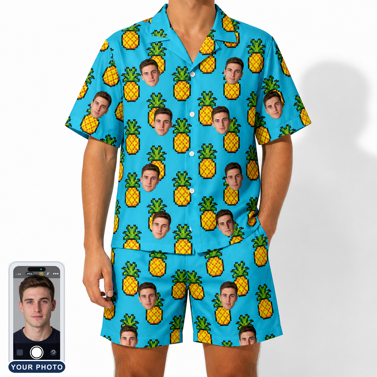 Men's Pineapple Pals Custom Face Shirt & Shorts Set