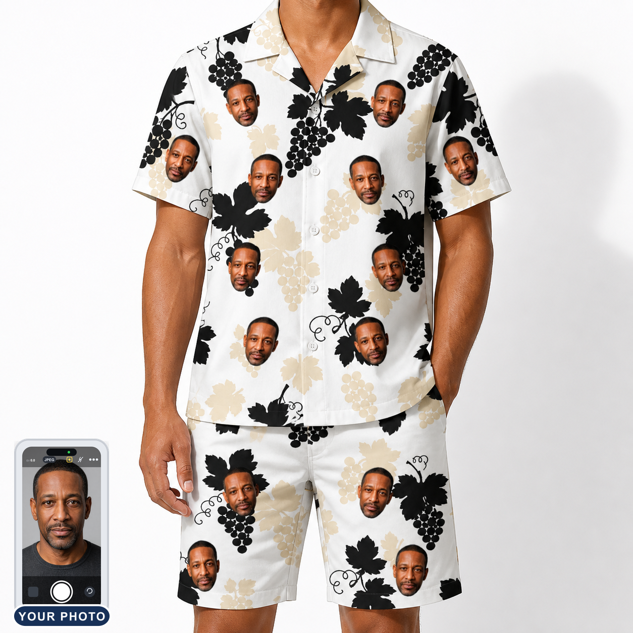Men's Juicy Jewels Custom Face Shirt & Shorts Set
