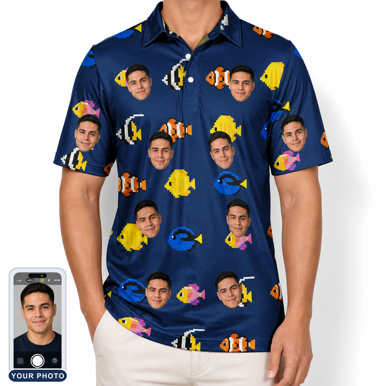 Men's Tide Tangos Custom Face Polo Shirt