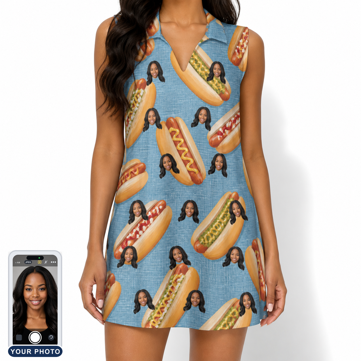 Women's Bunited States Custom Face V-Neck Dress