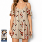 Women's Jolly Jingle Custom Dog Face Off-Shoulder Dress