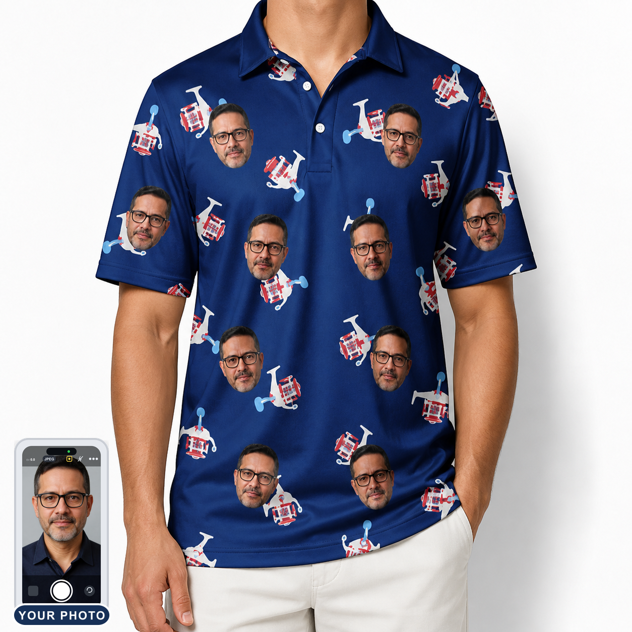 Men's Reel Rapture Custom Face Polo Shirt