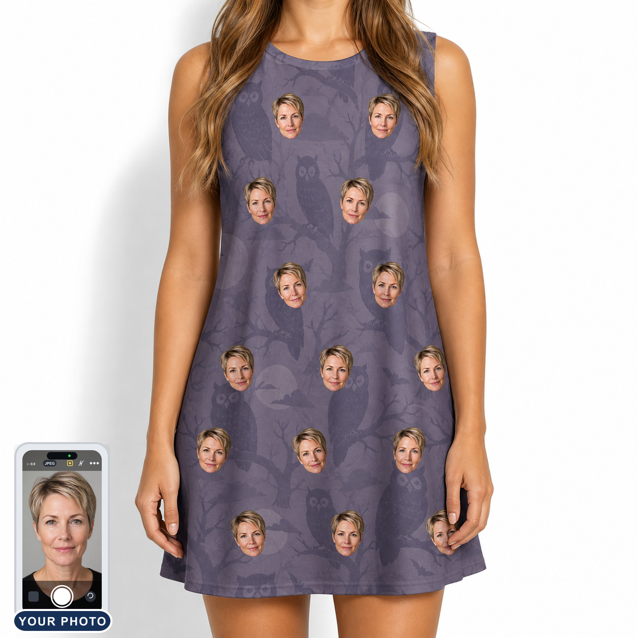 Women's Eerie Eyries Custom Face Tank Dress