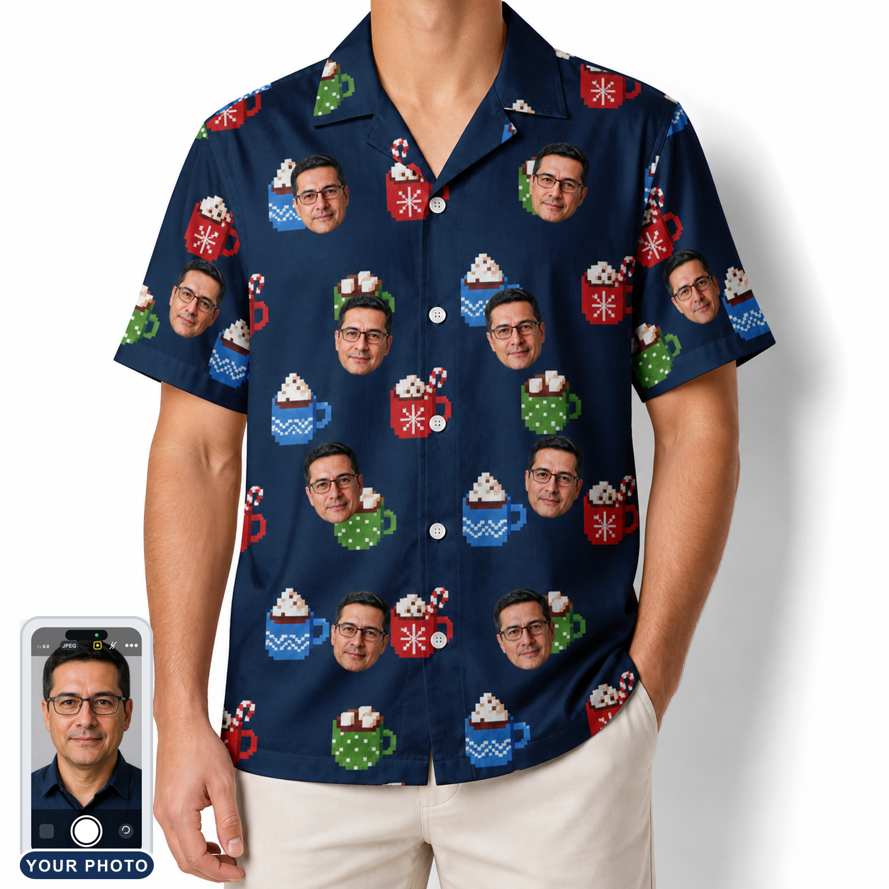 Men's Cocoa Cozy Custom Face Hawaiian Shirt