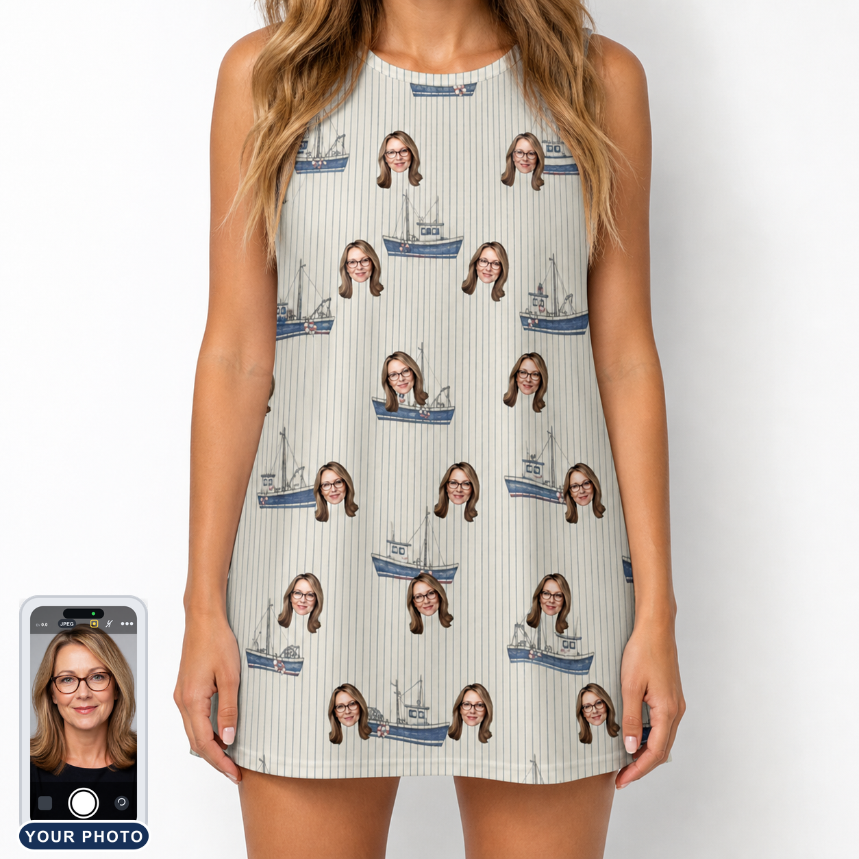 Women's Dinghy Dash Custom Face Tank Dress