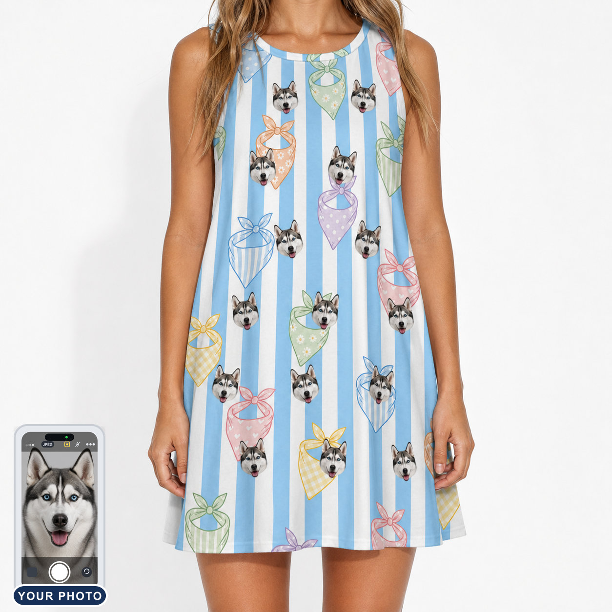 Women's Paisley Pooches Custom Dog Face Tank Dress