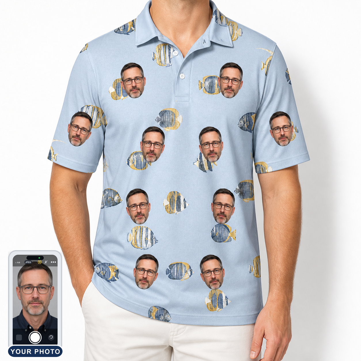 Men's Aquatic Antics Custom Face Polo Shirt