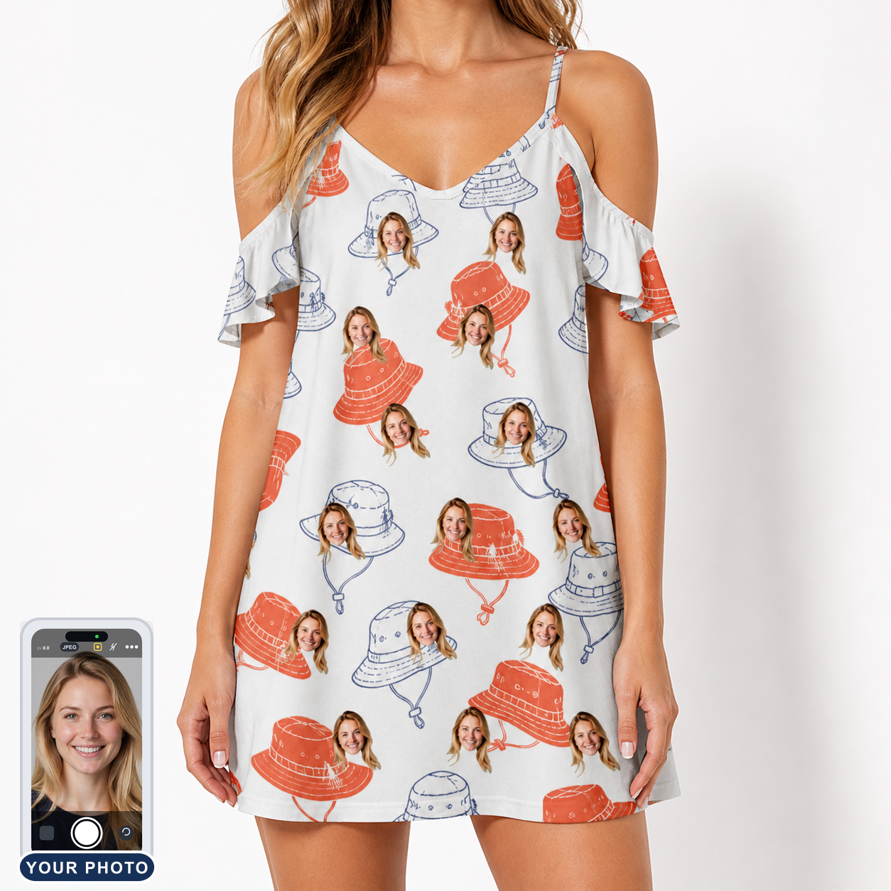 Women's Hooked Brims Custom Face Off-Shoulder Dress