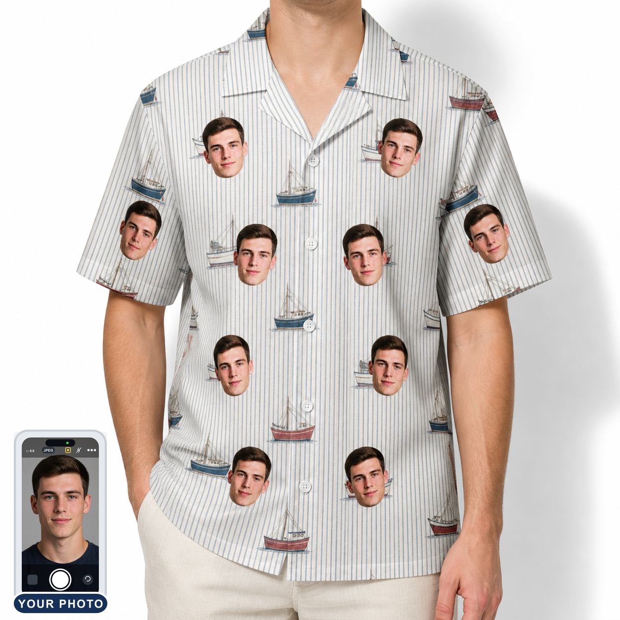 Men's Sardine Skippers Custom Face Hawaiian Shirt