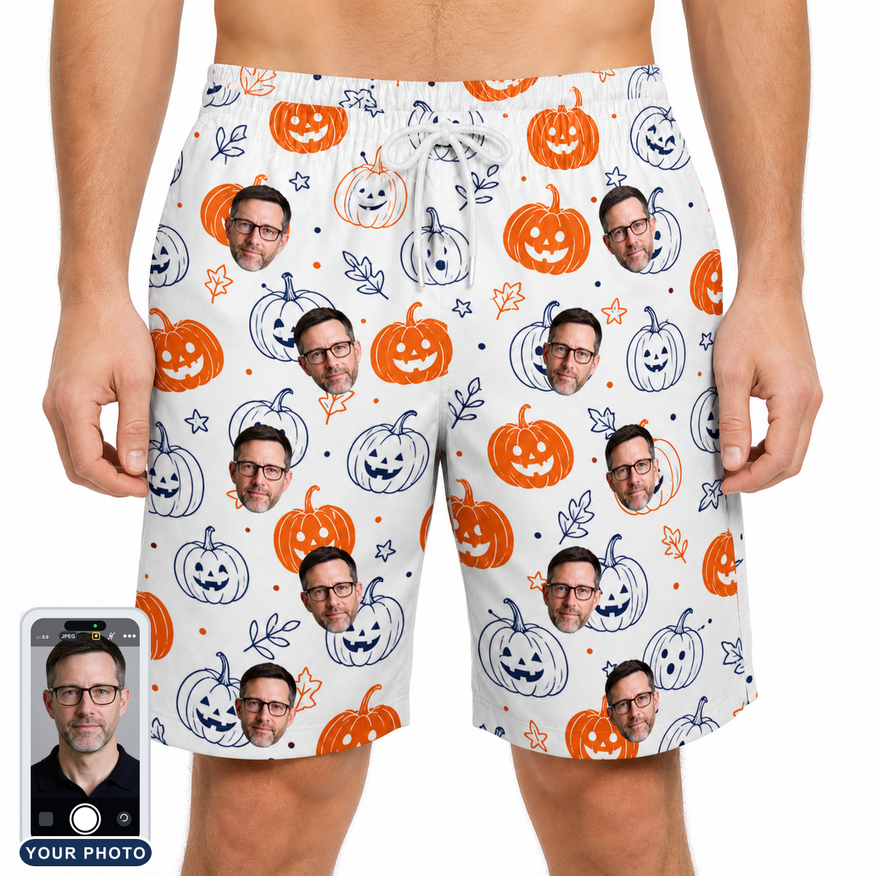 Men's Jack O'Jitters Custom Face Beach Shorts