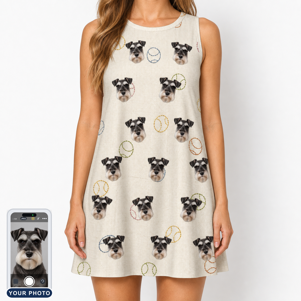 Women's Rally Retrievers Custom Dog Face Tank Dress