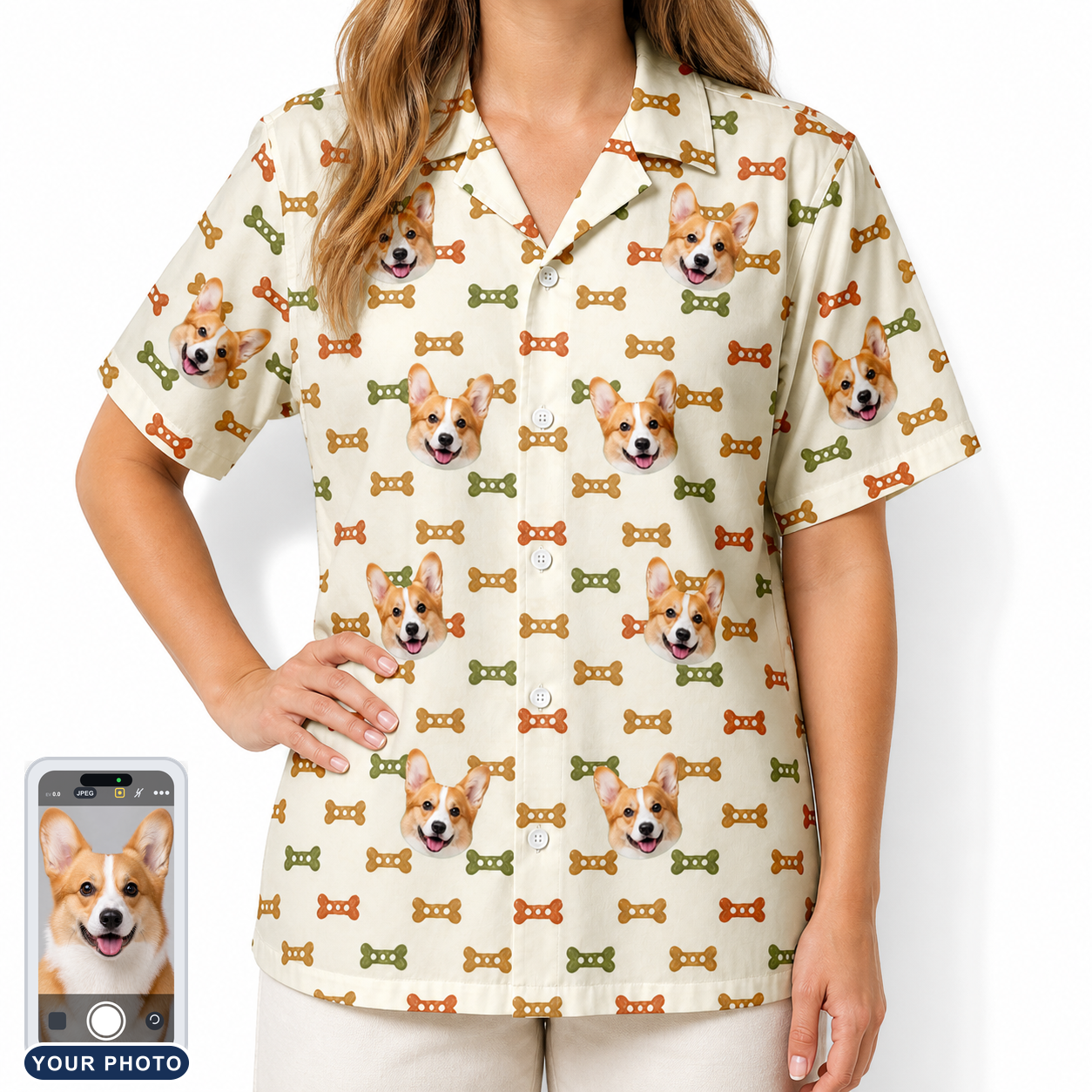 Women's Snout Sweets Custom Dog Face Hawaiian Shirt