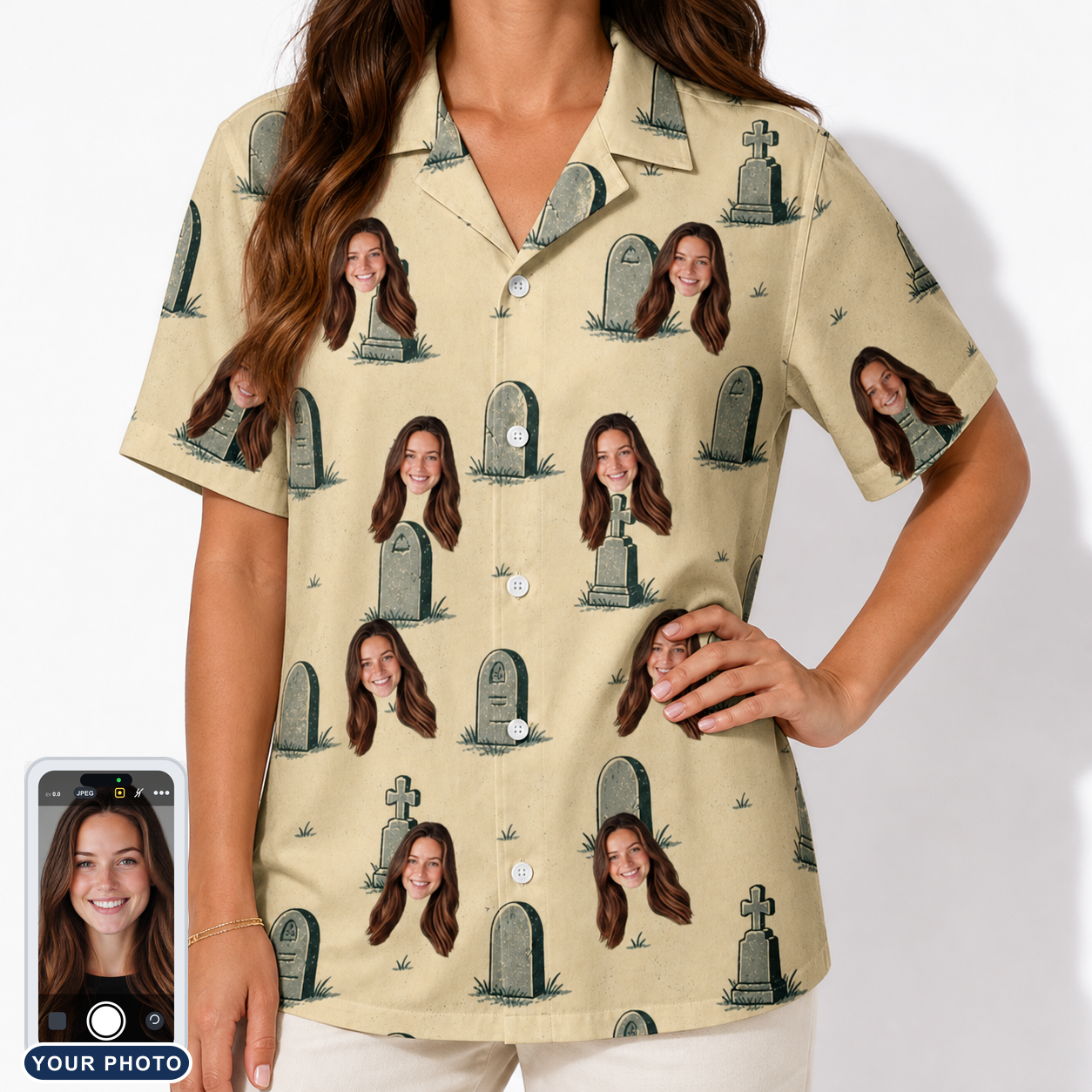 Women's Die Laughing Custom Face Hawaiian Shirt