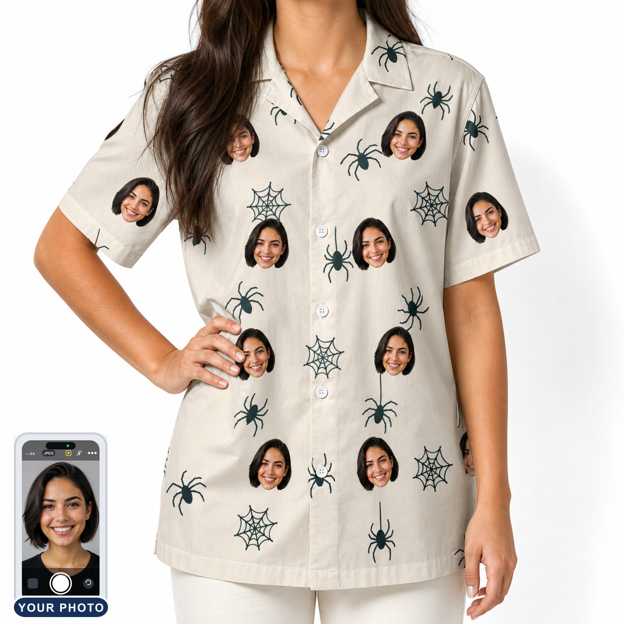 Women's Tarantula Tango Custom Face Hawaiian Shirt