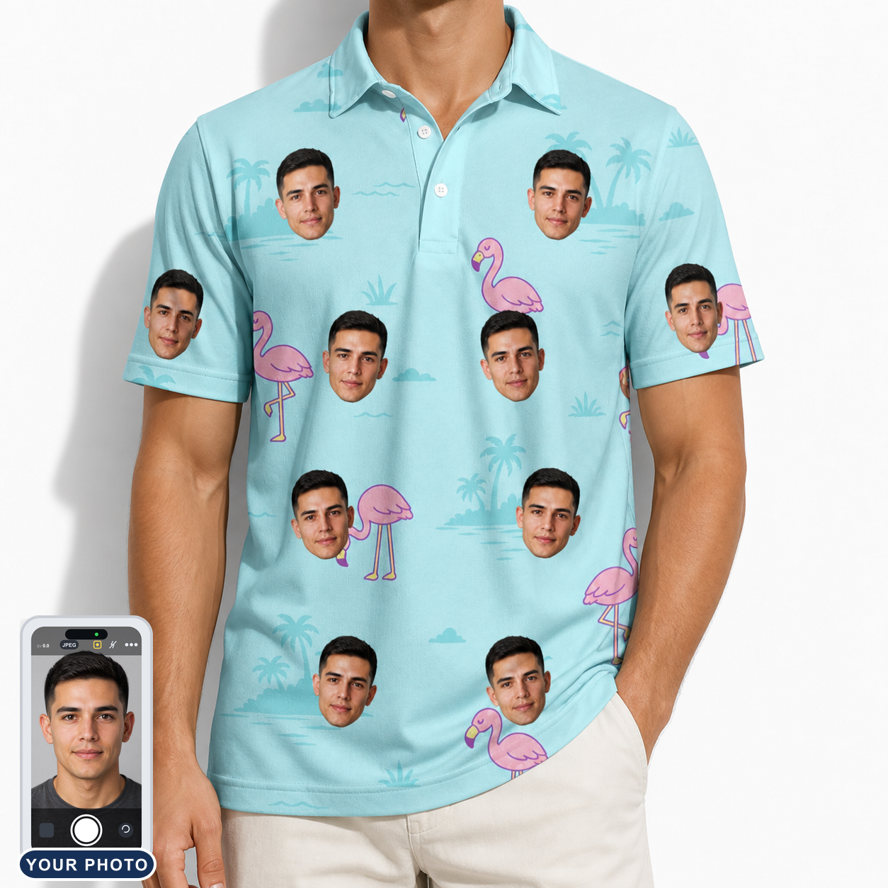 Men's Blush Birds Custom Face Polo Shirt